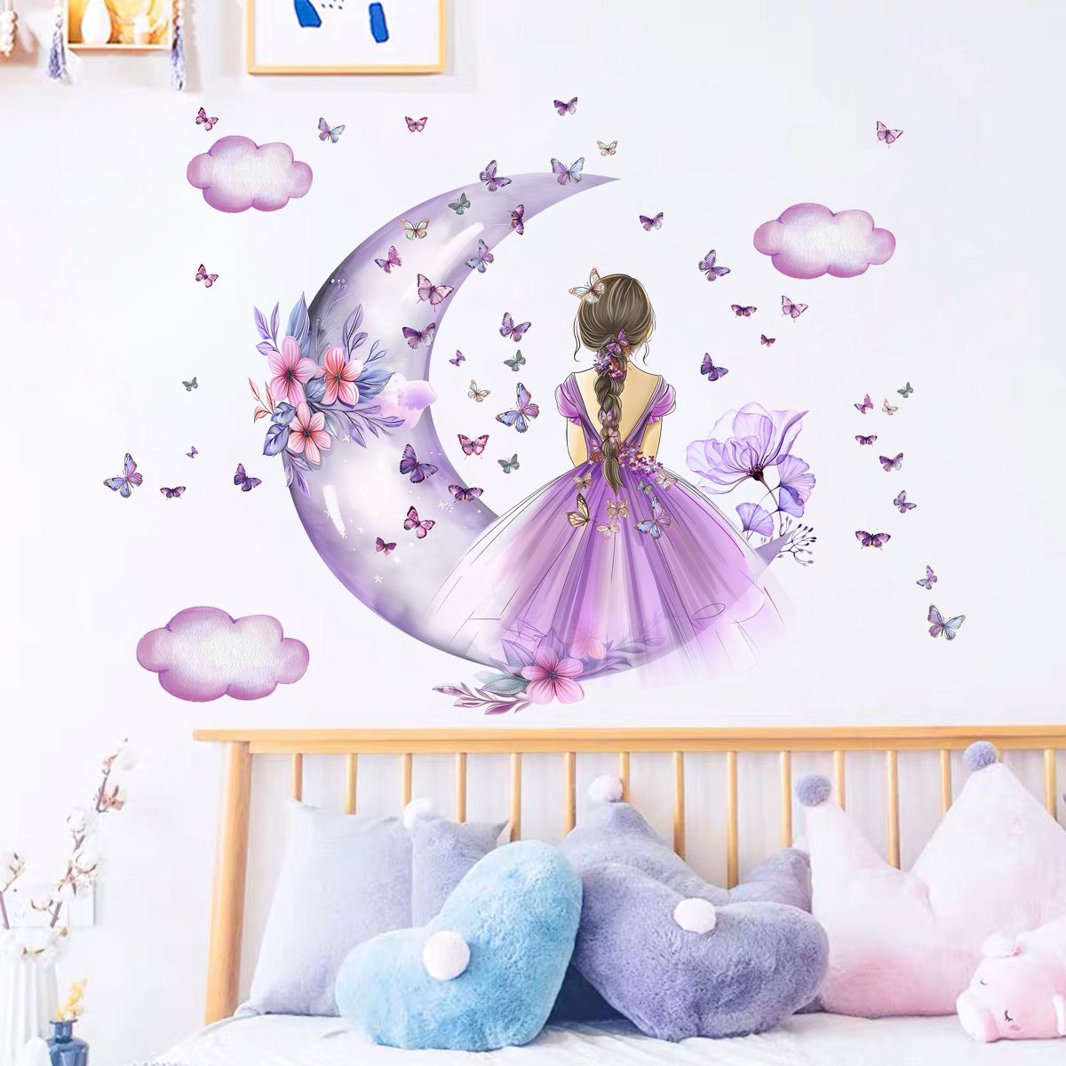 Décoration Murale - PrincesseSticker™ - Lune Mauve - Bébélinours