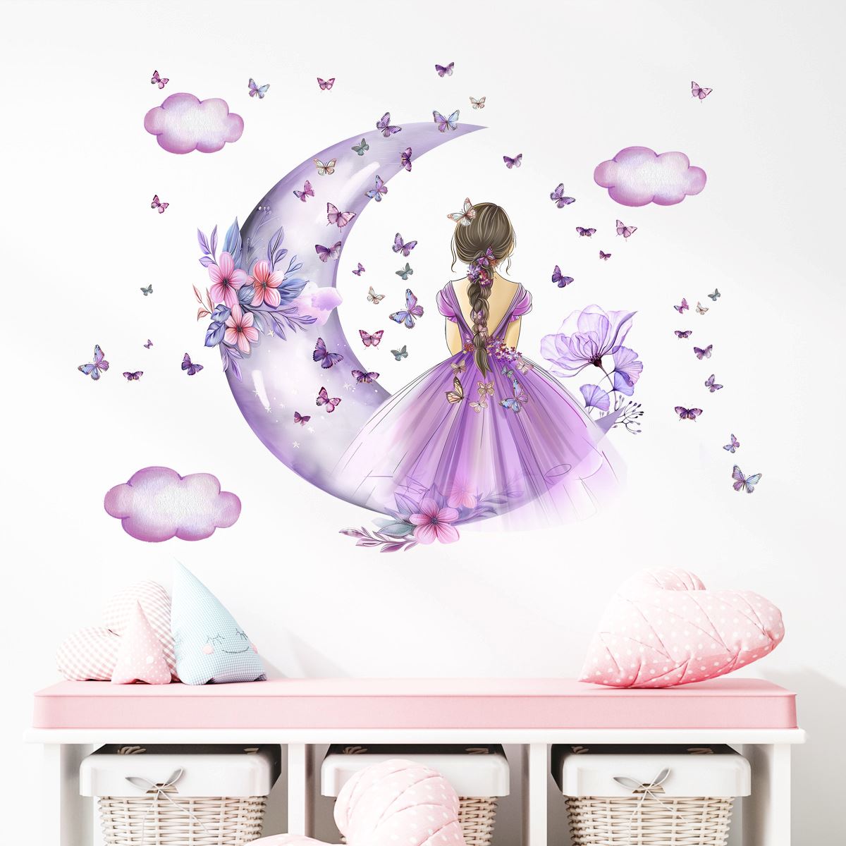 Décoration Murale - PrincesseSticker™ - Lune Mauve - Bébélinours