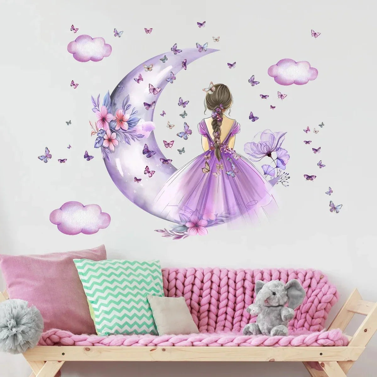 Décoration Murale - PrincesseSticker™ - Lune Mauve - Bébélinours