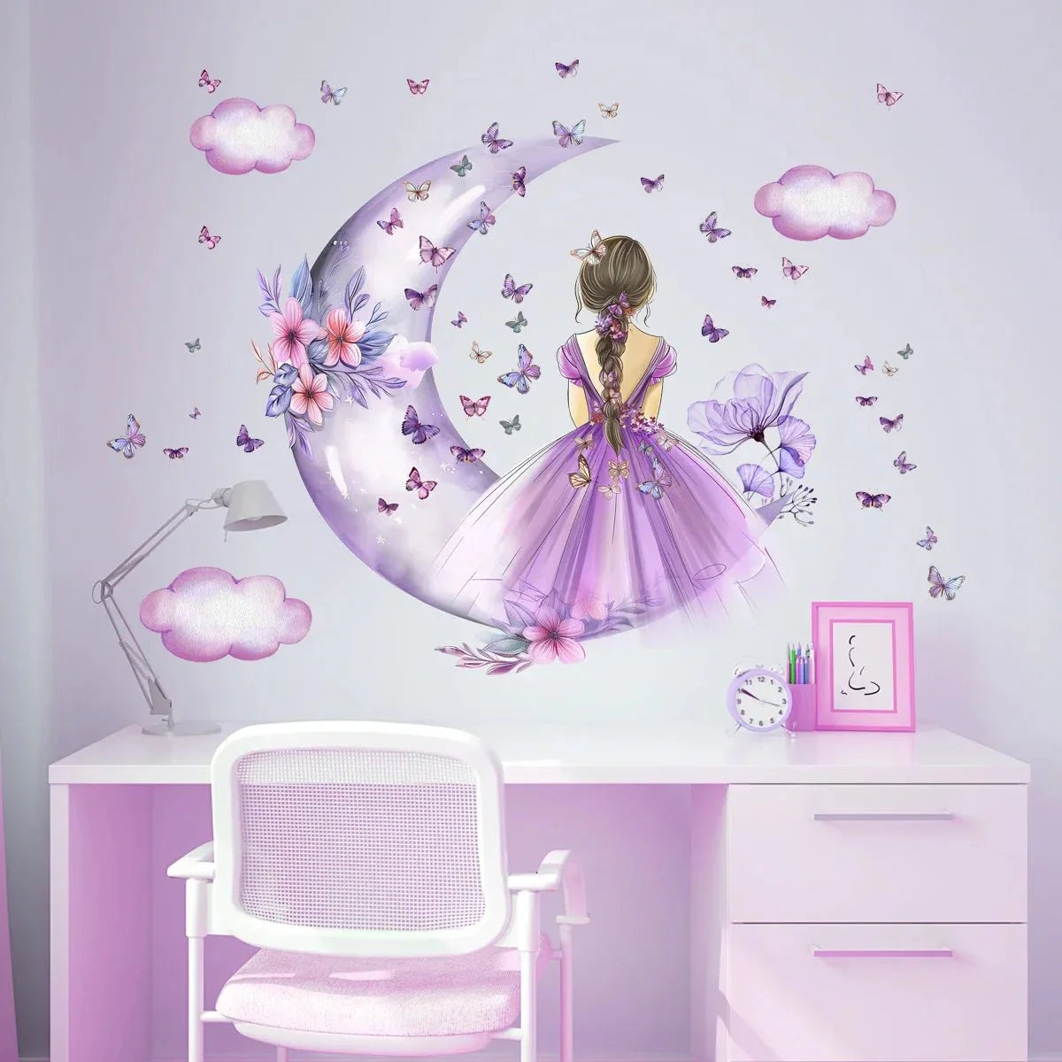 Décoration Murale - PrincesseSticker™ - Lune Mauve - Bébélinours