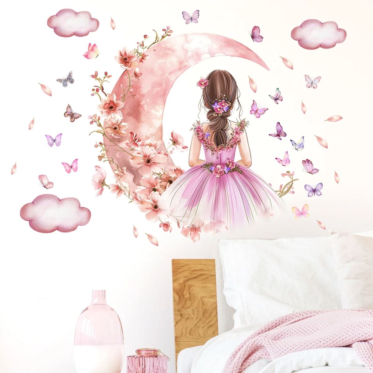 Décoration Murale - PrincesseSticker™ - Lune Rose - Bébélinours