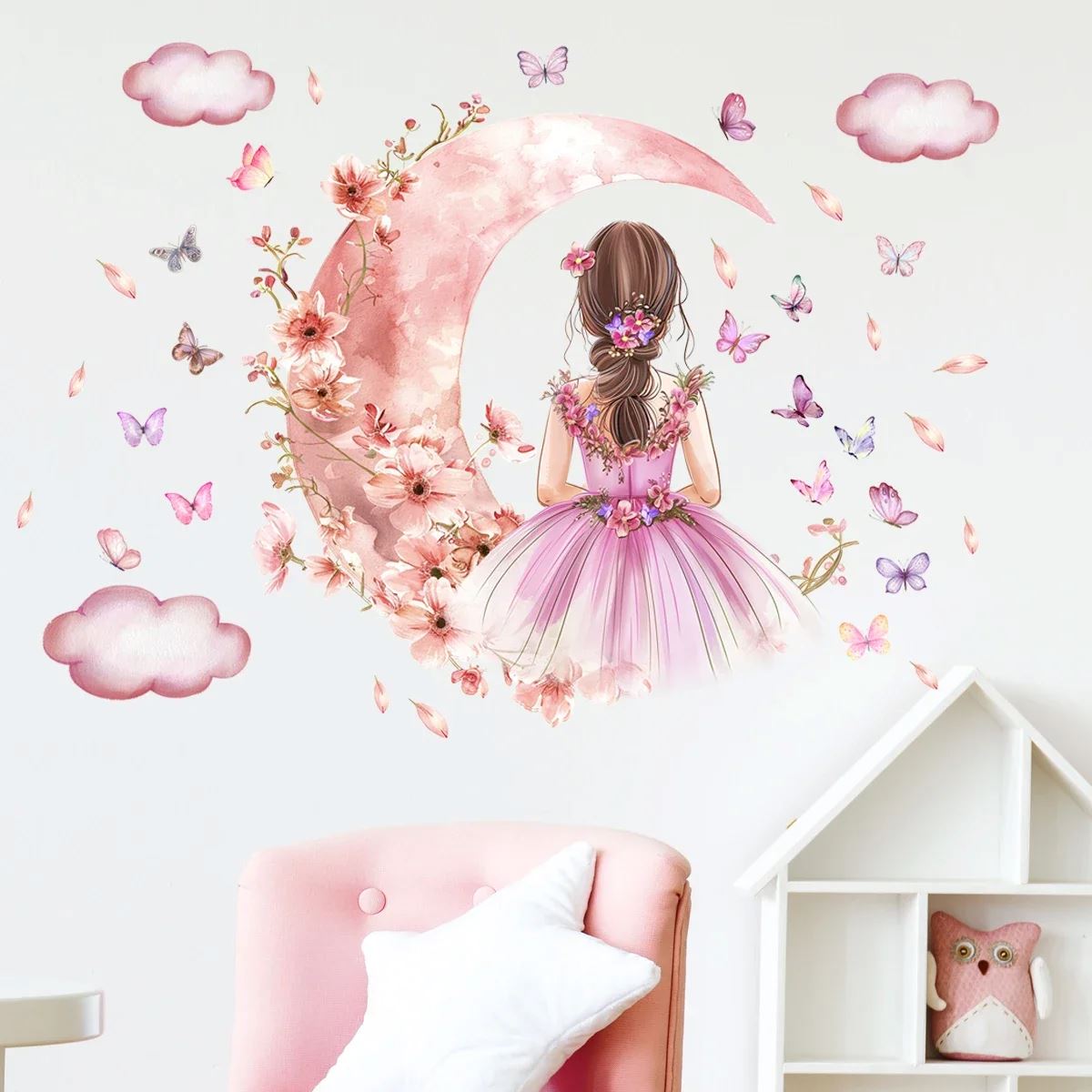 Décoration Murale - PrincesseSticker™ - Lune Rose - Bébélinours