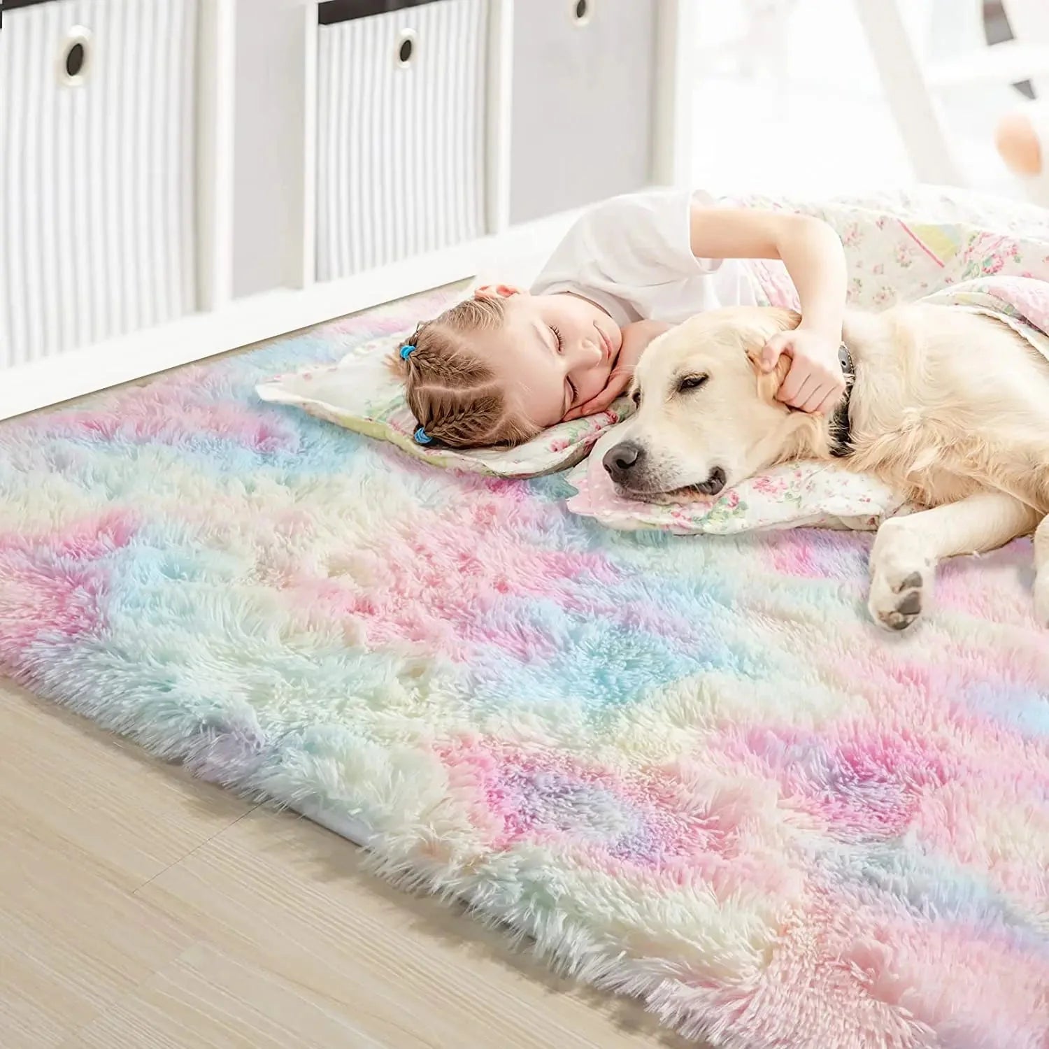 Tapis en Fourrure - HairyRugs™ - Arc - en - ciel - Bébélinours